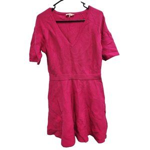 Trina By Trina Turk Womens Pink Fit & Flare Dress Size Large Ribbed Short Sleeve